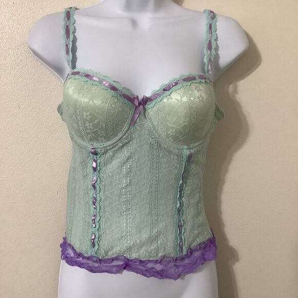 Donna Loren Pastel Blue Regencycore Fairy Feminine Romantic Corset Bustier 34B - Picture 1 of 10
